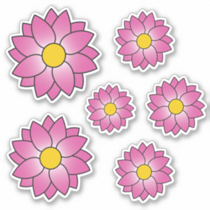 Adesivo Vinheta Múltipla de Flor Rosa Ilustrada