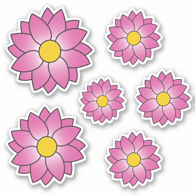 Adesivo Vinheta Múltipla Flor Rosa Ilustrada (Frente)