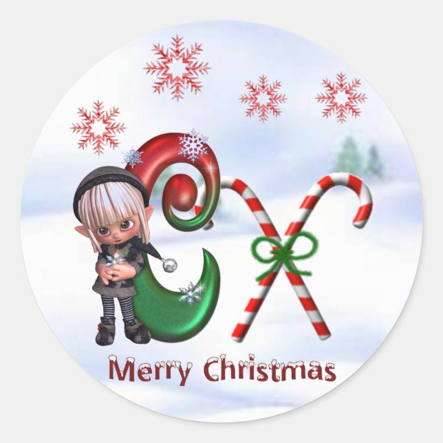 Adesivo Vinheta Natal Monograma C (Frente)