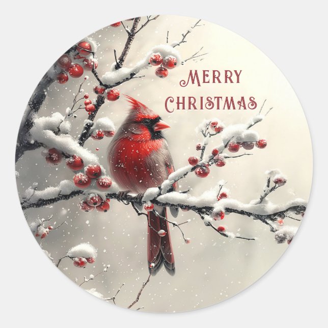 Adesivo Vinheta Natal Red Cardinal (Frente)