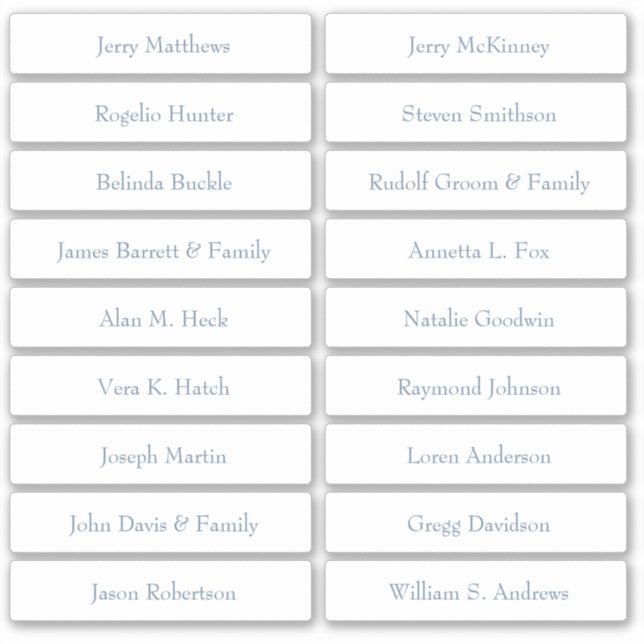 Adesivo Vinheta Número da Tabela Nomes de Convidado do Car (Frente)