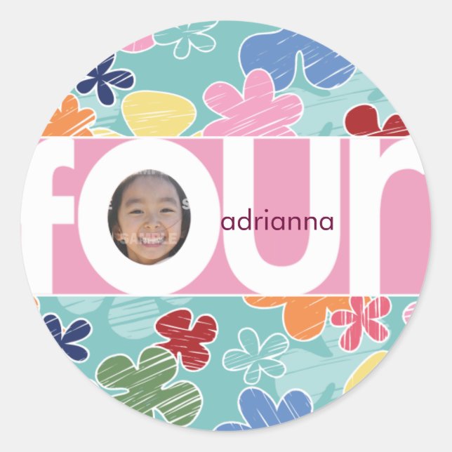 Adesivo Vinheta-número de flores desfocada (Frente)