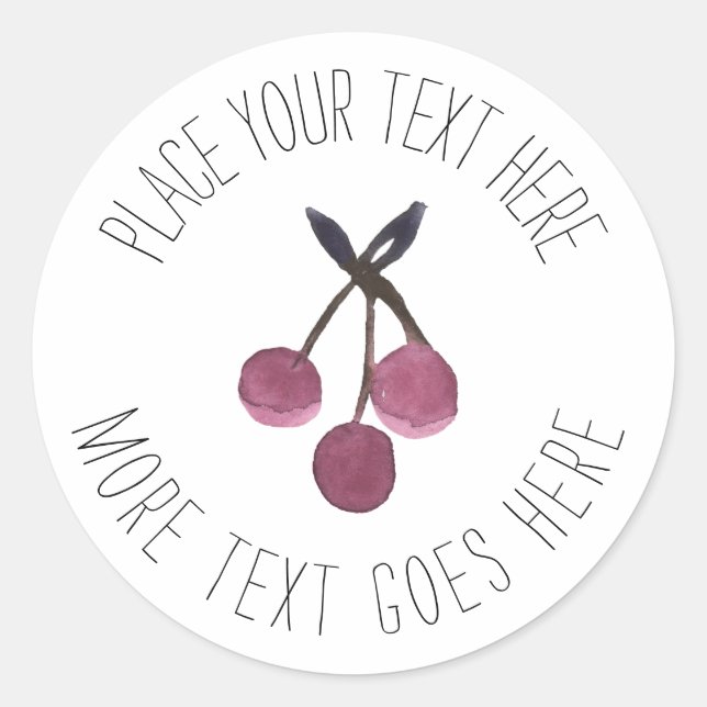 Adesivo Vinheta ou rótulo personalizado de Cherry Watercol (Frente)