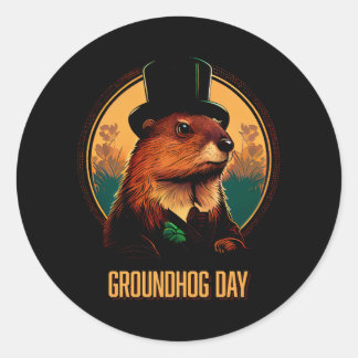 Adesivo Vinheta para o Dia do Groundhog