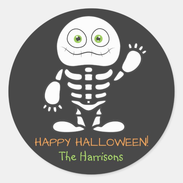 Adesivo Vinheta Personalizada de Esqueleto Bonito (Frente)