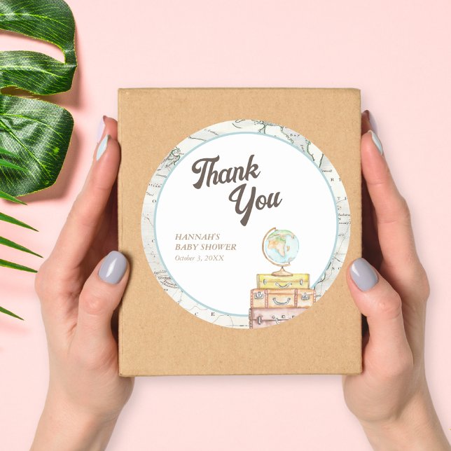 Adesivo Vinheta personalizada de favoritos do Chá de frald (Personalized Travel Baby Shower Favor Sticker
)