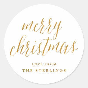 Adesivo Vinheta Personalizada de Natal Dourado