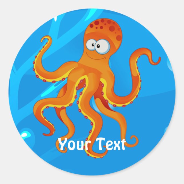 Adesivo Vinheta Personalizada de Octopus de Cubo Aquático  (Frente)