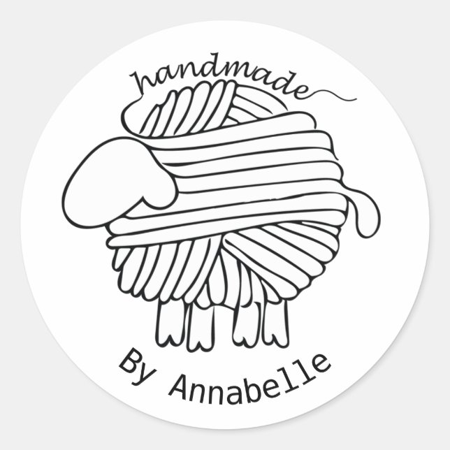 Adesivo Vinheta personalizada de ovelhas feitas à mão (Frente)