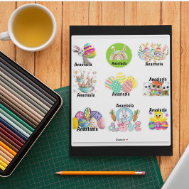 Adesivo Vinheta Personalizada De Páscoa Para Crianças