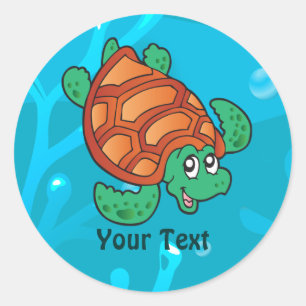 Adesivo Vinheta Personalizada de Tartaruga Aquática Oceâ