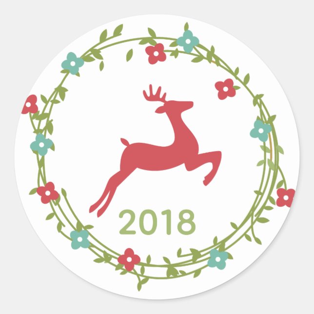 Adesivo Vinheta personalizada Deer e Wreath (Frente)