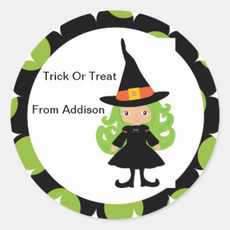 Adesivo Vinheta Personalizada do Halloween Witat Treat Bag