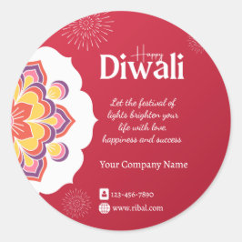 Adesivo Vinheta Personalizada Feliz Diwali Round