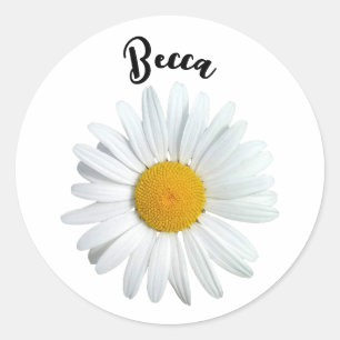Adesivo Vinheta Personalizada Perky White Daisy Flower