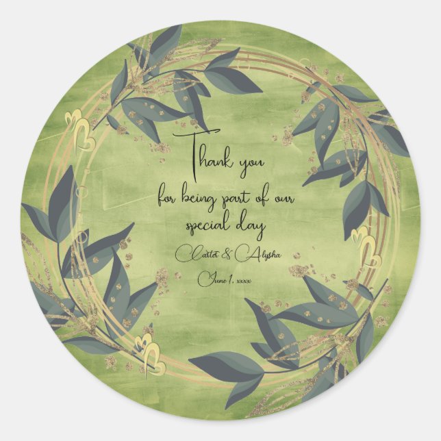 Adesivo Vinheta Personalizada Wreath de Casamento (Frente)