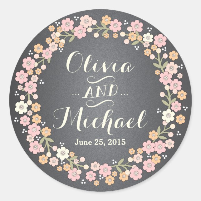 Adesivo Vinheta Personalizada Wreath Floral II do Jardim E (Frente)