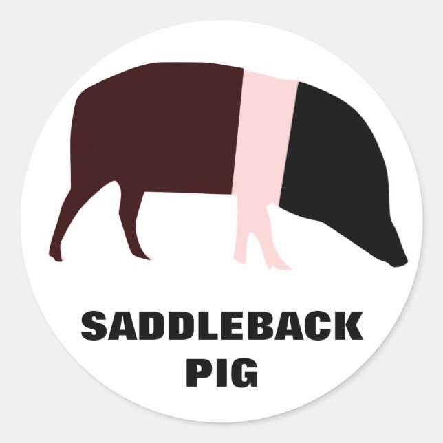 Adesivo Vinheta Personalizável de Suíno Saddleback (Frente)