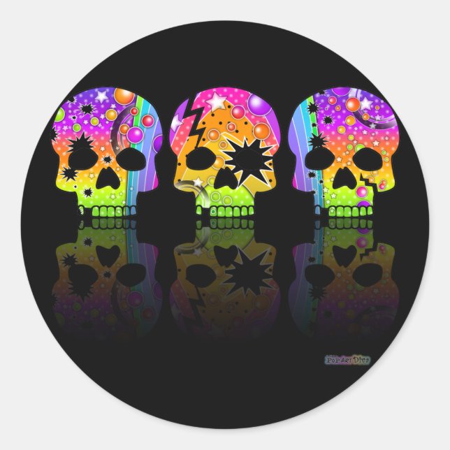 Adesivo Vinheta - POP ART SKULLS (Frente)