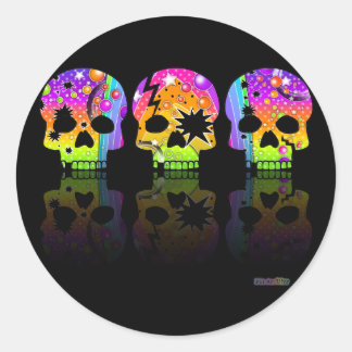 Adesivo Vinheta - POP ART SKULLS
