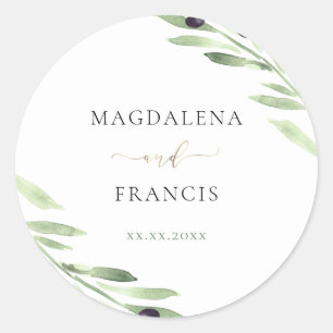 Adesivo vinheta prateada do galho de azeitona