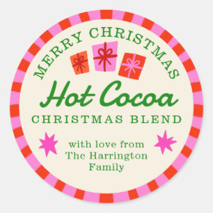 Adesivo Vinheta-presente de Cacau Quente de Natal Vermelho