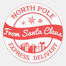 Adesivo Vinheta-presente de entrega do Polo Norte, vermelh