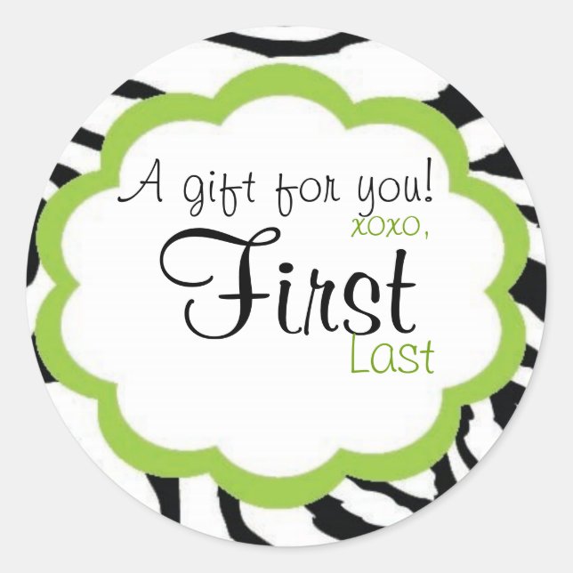 Adesivo Vinheta-presente persaonalizada de Zebra Funky (Frente)