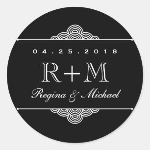 Adesivo Vinheta Preta de Casamento com Círculo Branco Sua