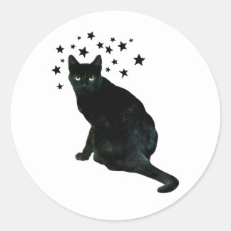 Adesivo Vinheta Preta de Estrelas de Gato