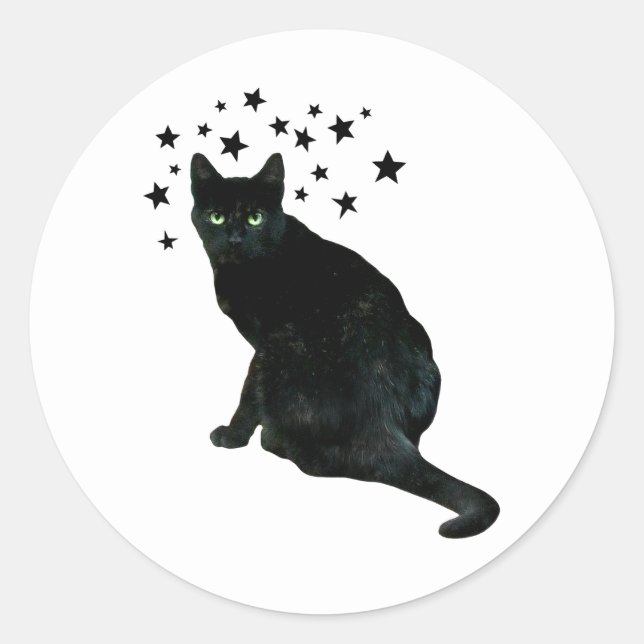 Adesivo Vinheta Preta de Estrelas de Gato (Frente)