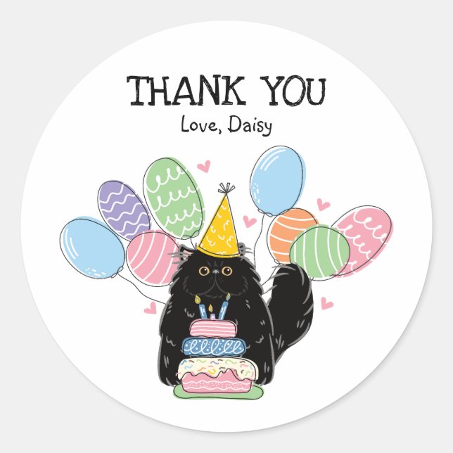 Adesivo Vinheta Preta de Favoritos de Gato Persa (Frente)