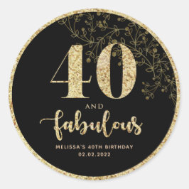 Adesivo Vinheta Preta e Dourada do Partido aniversário de 