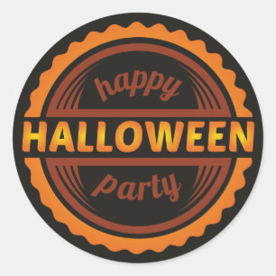 Adesivo Vinheta preta e dourada do Partido Feliz Halloween