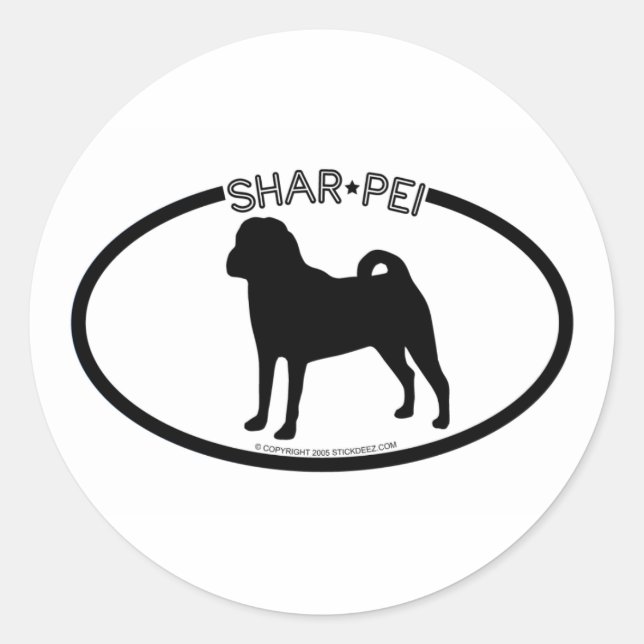 Adesivo Vinheta Preta Shar Pei (Frente)