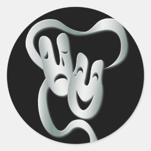 Adesivo Vinheta Preta Tragédia de Máscara de Teatro