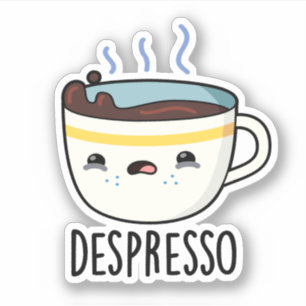 Adesivo Vinheta-Pun De Café Depresso Bastante Bastante Ba