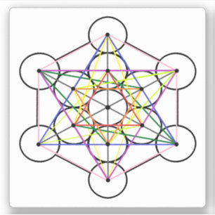 Adesivo Vinheta quadrada do Cubo Metatron de 3 polegadas