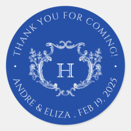 Adesivo Vinheta Real Blue Floral Monograma