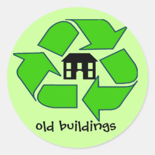 Adesivo Vinheta - Reciclar - edifícios antigos