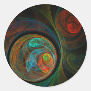 Adesivo Vinheta-redonda Abstrato azul de renascimento