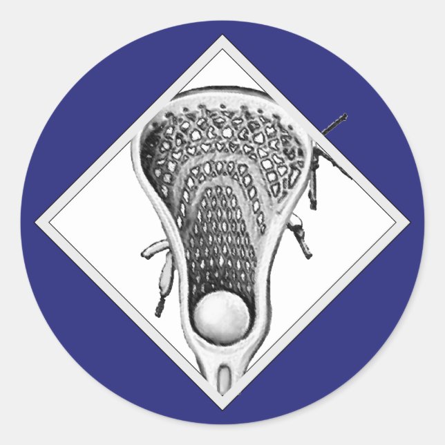 Adesivo Vinheta redonda azul-esportes Lacrosse (Frente)