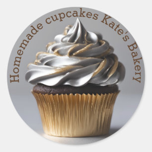 Adesivo Vinheta redonda Beiger Silver, Cupcakes caseiros D