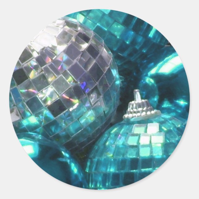 Adesivo Vinheta redonda Blue Baubles (Frente)