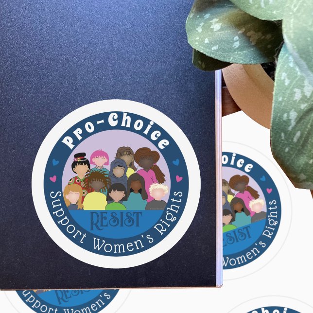 Adesivo Vinheta redonda branca e azul Pro-Choice (Pro-choice large stickers .)