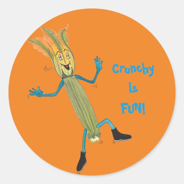 Adesivo Vinheta redonda brilhante "Zach Zucchini" (Frente)