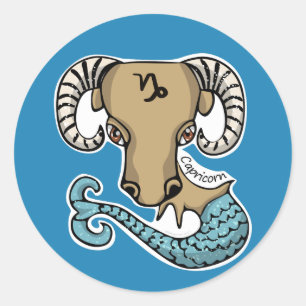 Adesivo Vinheta Redonda Capricórica de Caprinos