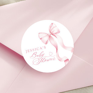 Adesivo Vinheta redonda Chá de fraldas de fita rosa
