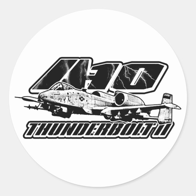 Adesivo Vinheta redonda clássica A-10 Thunderbolt II (Frente)