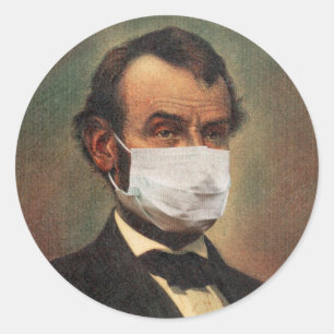 Adesivo Vinheta redonda clássica ABE LINCOLN FACE MASK